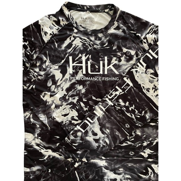 Huk Other - Huk Performance Fishing Shirt Mossy Oak Hydro Long Sleeve Camo Black Men’s XXL
